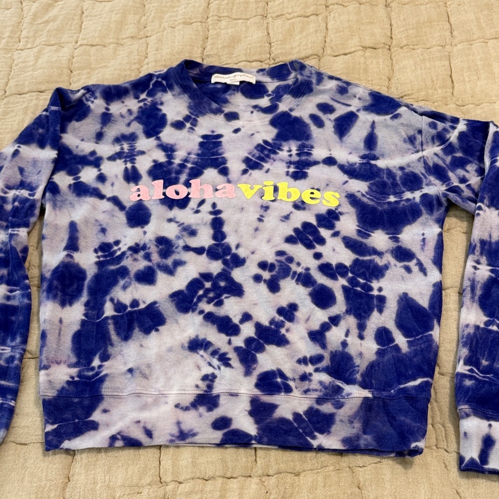 Spiritual Gangster Purple Tie-Dye Womens Sweater Size S Aloha Vibes